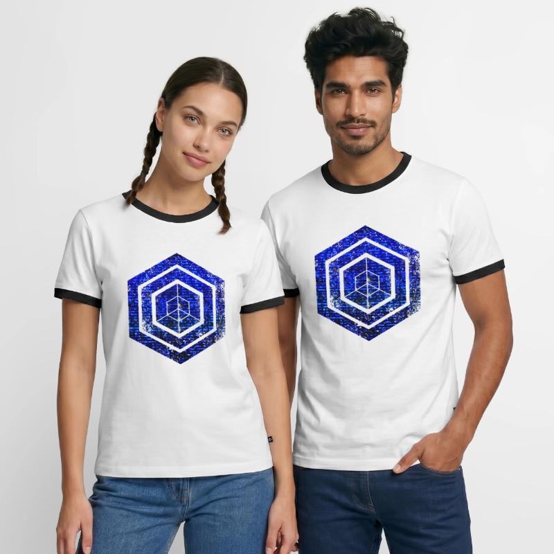 Codage géométrique du programmeur de programmation hexagonale T-shirt contrasté Homme