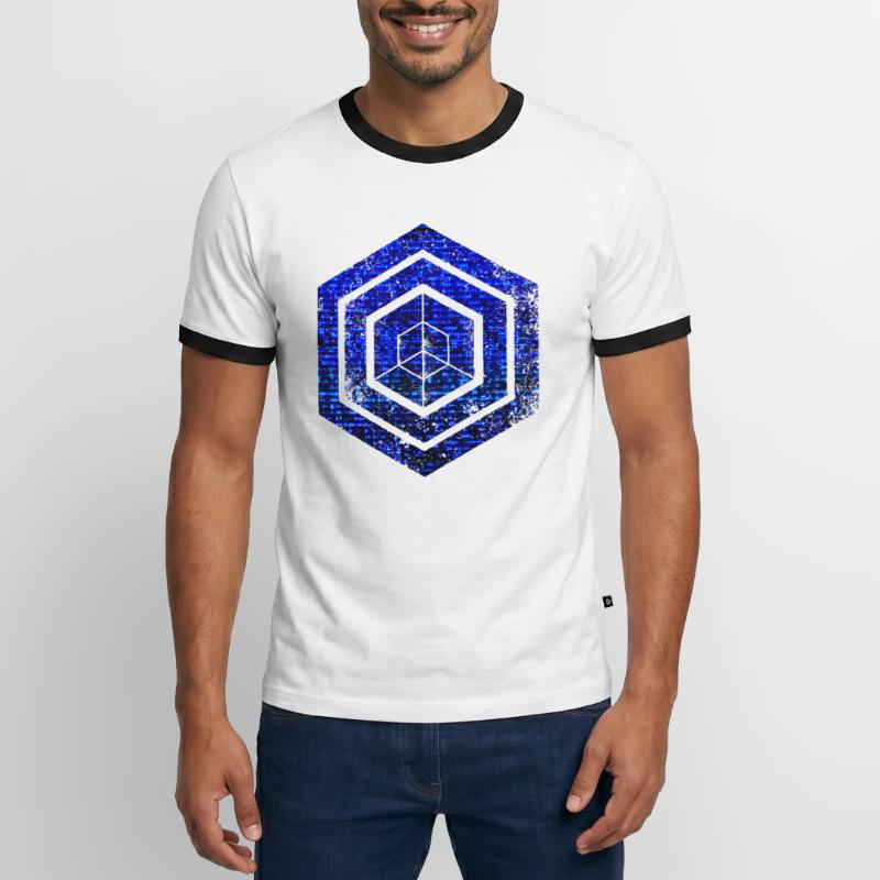Codage géométrique du programmeur de programmation hexagonale T-shirt contrasté Homme