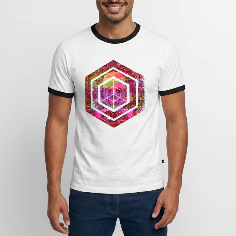Codage géométrique du programmeur de programmation hexagonale T-shirt contrasté Homme