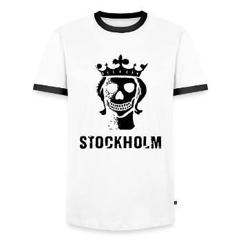 Stockholm deadhead - Men's Ringer Shirt - white/black - Front - AI Model Female 172 light (172cm) & AI Model Male 178 dark (178cm)