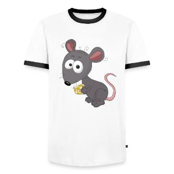 Maus /Ratte - Männer Kontrast-T-Shirt - Weiß/Schwarz - Vorne - AI Model Female 172 light (172cm) & AI Model Male 178 dark (178cm)