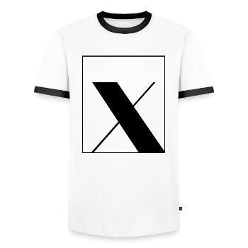 Letter alphabet x - Men's Ringer Shirt - white/black - Front - AI Model Female 172 light (172cm) & AI Model Male 178 dark (178cm)