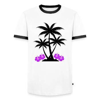 palme hibiskus - Männer Kontrast-T-Shirt - Weiß/Schwarz - Vorne - AI Model Female 172 light (172cm) & AI Model Male 178 dark (178cm)