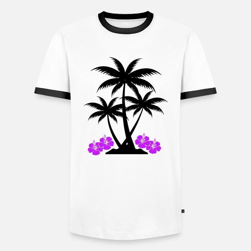 Palm hibiscus - Men's Ringer Shirt - white/black