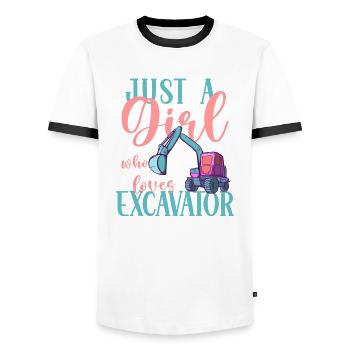 Bagger Baustelle Bauarbeiterin Mädchen I Geschenk - Männer Kontrast-T-Shirt - Weiß/Schwarz - Vorne - AI Model Female 172 light (172cm) & AI Model Male 178 dark (178cm)