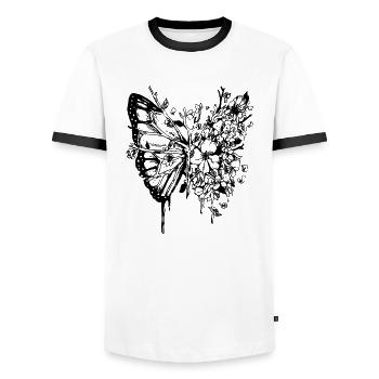 Äste Schmetterling - Männer Kontrast-T-Shirt - Weiß/Schwarz - Vorne - AI Model Female 172 light (172cm) & AI Model Male 178 dark (178cm)