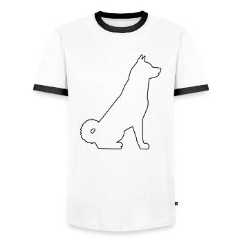 Akita Contours 1 - T-shirt contrasté Homme - blanc/noir - Devant - AI Model Female 172 light (172cm) & AI Model Male 178 dark (178cm)