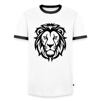 Tête de lion - T-shirt contrasté Homme - blanc/noir - Devant - AI Model Female 172 light (172cm) & AI Model Male 178 dark (178cm)