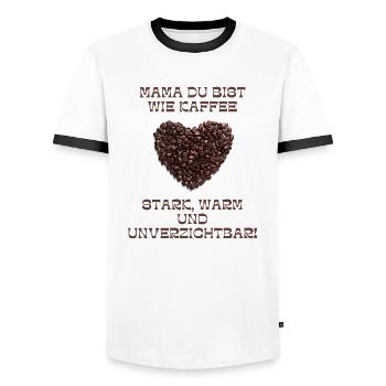 Mama ist wie Kaffe - Männer Kontrast-T-Shirt - Weiß/Schwarz - Vorne - AI Model Female 172 light (172cm) & AI Model Male 178 dark (178cm)
