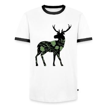 Hirsch - Männer Kontrast-T-Shirt - Weiß/Schwarz - Vorne - AI Model Female 172 light (172cm) & AI Model Male 178 dark (178cm)