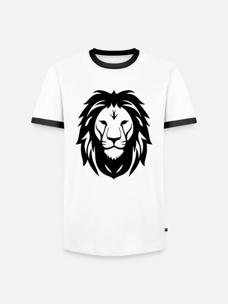 Felin jungle lion's head - Men's Ringer Shirt - white/black