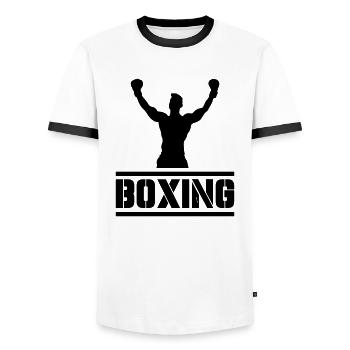 Boxing - Männer Kontrast-T-Shirt - Weiß/Schwarz - Vorne - AI Model Female 172 light (172cm) & AI Model Male 178 dark (178cm)