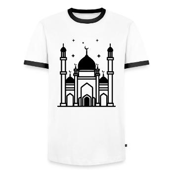 Mosquée - T-shirt contrasté Homme - blanc/noir - Devant - AI Model Female 172 light (172cm) & AI Model Male 178 dark (178cm)
