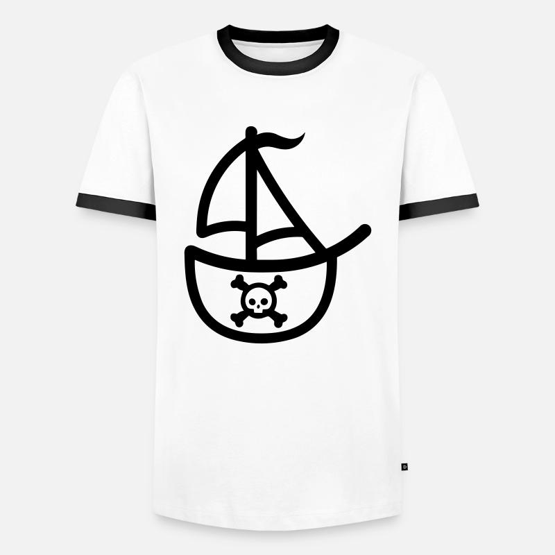Piratenschiff - Männer Kontrast-T-Shirt - Weiß/Schwarz