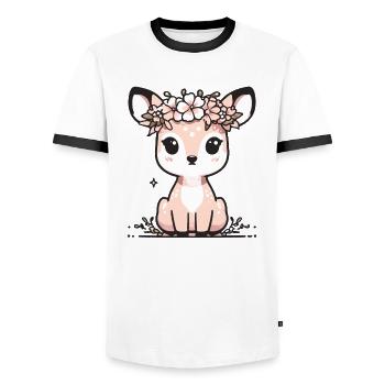 Cerf doux - T-shirt contrasté Homme - blanc/noir - Devant - AI Model Female 172 light (172cm) & AI Model Male 178 dark (178cm)