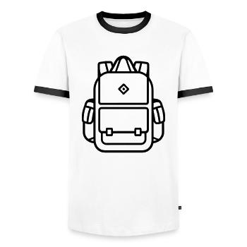 Backpack - Men's Ringer Shirt - white/black - Front - AI Model Female 172 light (172cm) & AI Model Male 178 dark (178cm)