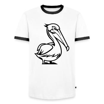 Pelikan Comic - Men's Ringer Shirt - white/black - Front - AI Model Female 172 light (172cm) & AI Model Male 178 dark (178cm)