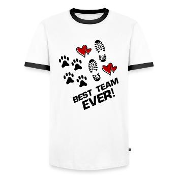 best team ever love - Men's Ringer Shirt - white/black - Front - AI Model Female 172 light (172cm) & AI Model Male 178 dark (178cm)