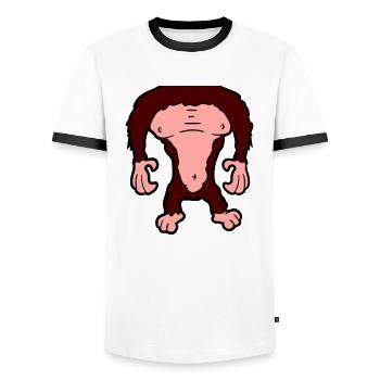 Funny Gorilla Body Headless Halloween Costume - Men's Ringer Shirt - white/black - Front - AI Model Female 172 light (172cm) & AI Model Male 178 dark (178cm)