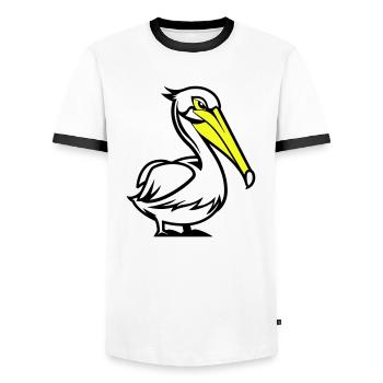 Bande dessinée Pelikan - T-shirt contrasté Homme - blanc/noir - Devant - AI Model Female 172 light (172cm) & AI Model Male 178 dark (178cm)