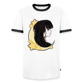 Luna Mond Stern Frau Moon Girl Manga Anime comic - Männer Kontrast-T-Shirt - Weiß/Schwarz - Vorne - AI Model Female 172 light (172cm) & AI Model Male 178 dark (178cm)