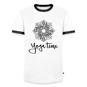 Yoga Méditation Spa Namaste - T-shirt contrasté Homme - blanc/noir - Devant - AI Model Female 172 light (172cm) & AI Model Male 178 dark (178cm)