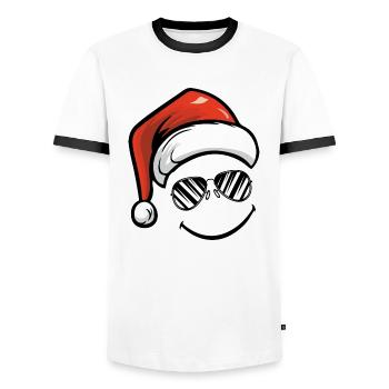 Smileface Nikolaus - Männer Kontrast-T-Shirt - Weiß/Schwarz - Vorne - AI Model Female 172 light (172cm) & AI Model Male 178 dark (178cm)
