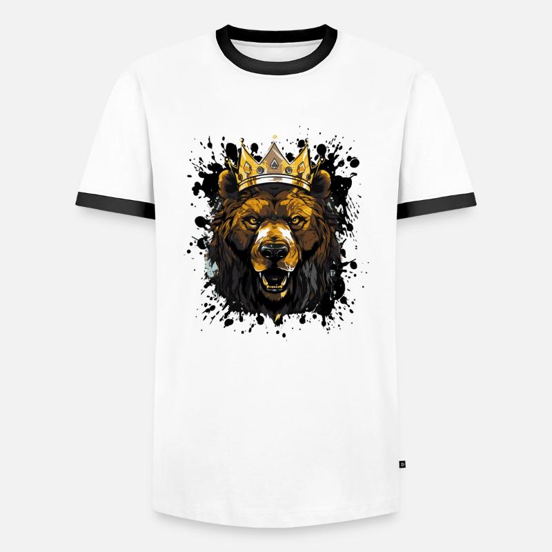 Bear Crown - Men's Ringer Shirt - white/black