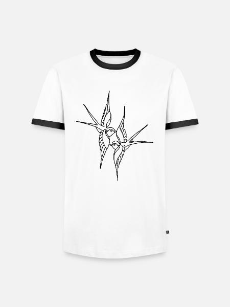 Vögel - Männer Kontrast-T-Shirt - Weiß/Schwarz