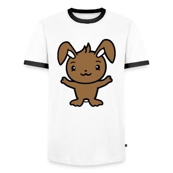 Bunny Rabbit Bunny Rodent Small Animal Cute - Men's Ringer Shirt - white/black - Front - AI Model Female 172 light (172cm) & AI Model Male 178 dark (178cm)