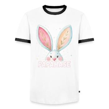 Papa Bunny Papa Pet Name - Men's Ringer Shirt - white/black - Front - AI Model Female 172 light (172cm) & AI Model Male 178 dark (178cm)