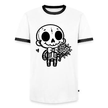 Skeleton & Flowers - Men's Ringer Shirt - white/black - Front - AI Model Female 172 light (172cm) & AI Model Male 178 dark (178cm)