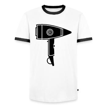 Seche cheveux - T-shirt contrasté Homme - blanc/noir - Devant - AI Model Female 172 light (172cm) & AI Model Male 178 dark (178cm)