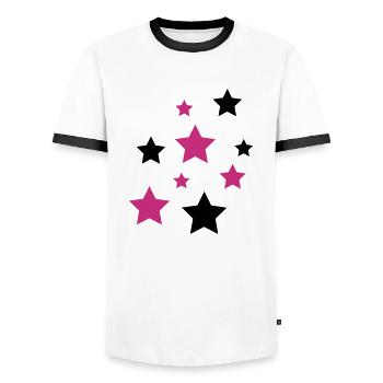 Sterne - Männer Kontrast-T-Shirt - Weiß/Schwarz - Vorne - AI Model Female 172 light (172cm) & AI Model Male 178 dark (178cm)