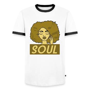 Afro soul - Men's Ringer Shirt - white/black - Front - AI Model Female 172 light (172cm) & AI Model Male 178 dark (178cm)