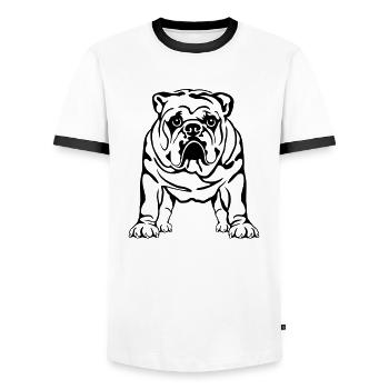 Englische Bulldogge extra für helle Untergründe - Männer Kontrast-T-Shirt - Weiß/Schwarz - Vorne - AI Model Female 172 light (172cm) & AI Model Male 178 dark (178cm)