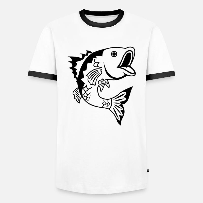 Fisch - Männer Kontrast-T-Shirt - Weiß/Schwarz
