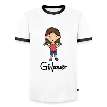 girl Power - T-shirt contrasté Homme - blanc/noir - Devant - AI Model Female 172 light (172cm) & AI Model Male 178 dark (178cm)