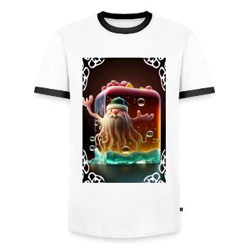 Jelly Santa - Men's Ringer Shirt - white/black - Front - AI Model Female 172 light (172cm) & AI Model Male 178 dark (178cm)