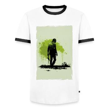 Zombie Illustration Minimaliste Design - T-shirt contrasté Homme - blanc/noir - Devant - AI Model Female 172 light (172cm) & AI Model Male 178 dark (178cm)