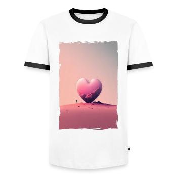 Liebe Illustration Minimalistisches Design - Männer Kontrast-T-Shirt - Weiß/Schwarz - Vorne - AI Model Female 172 light (172cm) & AI Model Male 178 dark (178cm)