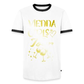 Vienna Girls Tour Wien Gold - Men's Ringer Shirt - white/black - Front - AI Model Female 172 light (172cm) & AI Model Male 178 dark (178cm)