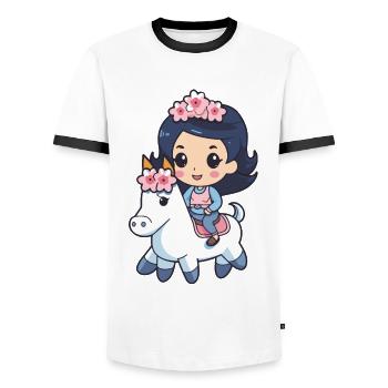 Princesse Cheval Mignon - T-shirt contrasté Homme - blanc/noir - Devant - AI Model Female 172 light (172cm) & AI Model Male 178 dark (178cm)