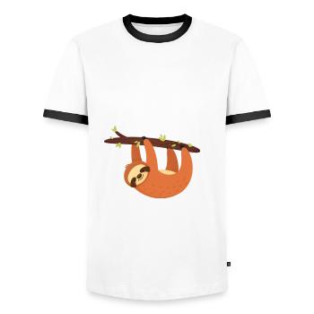 Easily Distracted By Sloth's Sloth Saying - Men's Ringer Shirt - white/black - Front - AI Model Female 172 light (172cm) & AI Model Male 178 dark (178cm)