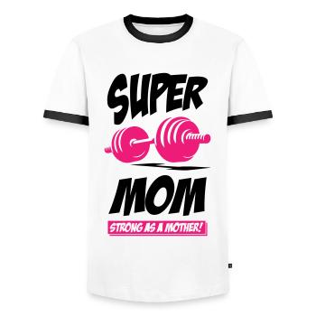 Super Mom Strong As a Mother - Men's Ringer Shirt - white/black - Front - AI Model Female 172 light (172cm) & AI Model Male 178 dark (178cm)