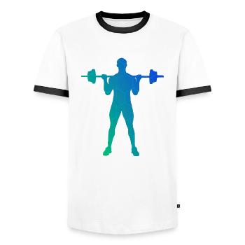 Fitness Ausdauertraining Gewichtheben Herren - Männer Kontrast-T-Shirt - Weiß/Schwarz - Vorne - AI Model Female 172 light (172cm) & AI Model Male 178 dark (178cm)