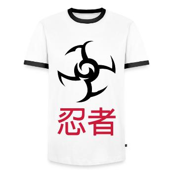 Ninja - Men's Ringer Shirt - white/black - Front - AI Model Female 172 light (172cm) & AI Model Male 178 dark (178cm)