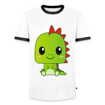 Cute baby green dragon - Men's Ringer Shirt - white/black - Front - AI Model Female 172 light (172cm) & AI Model Male 178 dark (178cm)