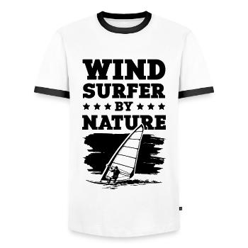 windsurfer windsurfing cooler spruch - Männer Kontrast-T-Shirt - Weiß/Schwarz - Vorne - AI Model Female 172 light (172cm) & AI Model Male 178 dark (178cm)