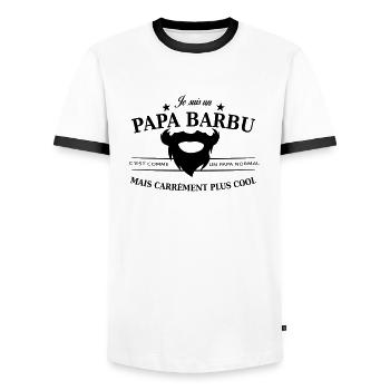 papa barbu - T-shirt contrasté Homme - blanc/noir - Devant - AI Model Female 172 light (172cm) & AI Model Male 178 dark (178cm)